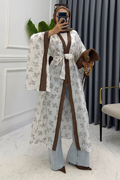 My Blog Kimono brodat alb-verde - 5097