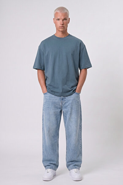 Respire Tricou Basic Oversized Albastru Petrol