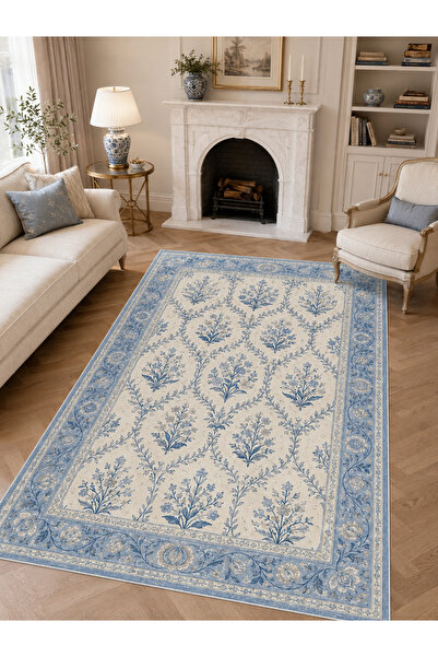 Liriya Dijital Kaymaz Yıkanabilir Patchwork Vintage Retro Salon Halısı Mutfak...