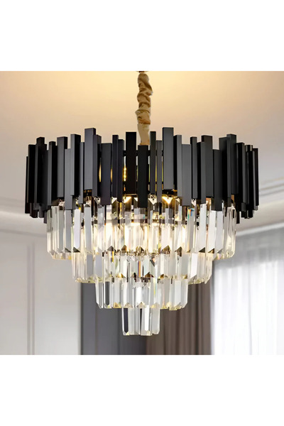 La Cucu Candelabru Cristal BLOIS Nobile 5xE14, Diametru 40cm, Negru, Inaltime...