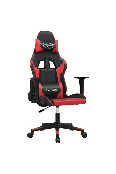 vidaxl Scaun de gaming de masaj, negru și roșu, piele ecologică