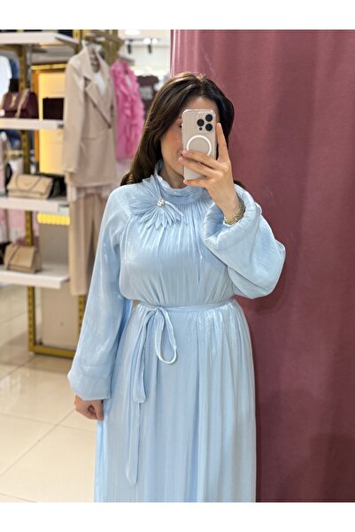 Veloura Bebe mavisi şifon elbise