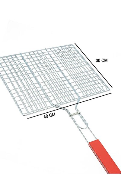 DubaiGallery Grill Basket with Wooden Handle for BBQ, 40x30x3 cm Stainless St...