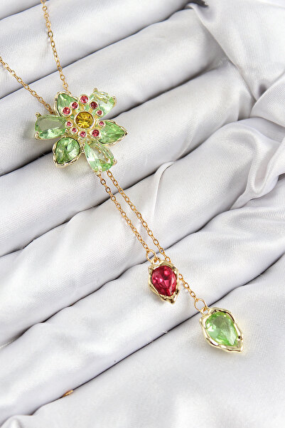 OGHAMAY Vip Brass Zircon Stone Flower Model Gold Color Elevator Women's Necklace