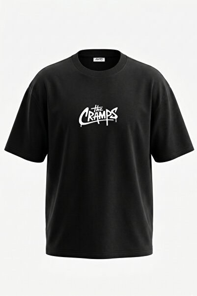 Anetos Tricou oversize negru din bumbac cu imprimeu pe spate The Cramps Design