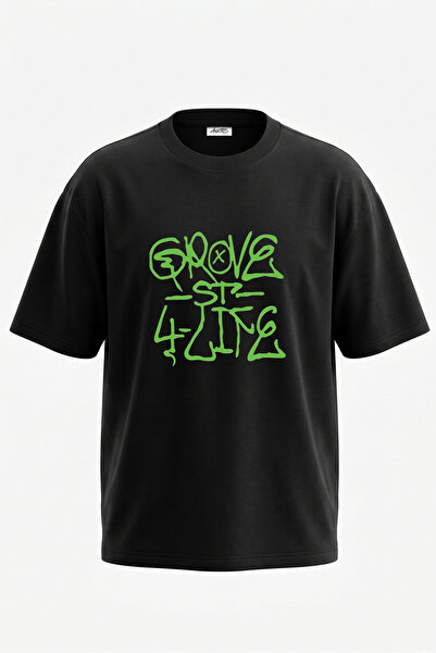 Anetos Tricou oversize negru din bumbac cu imprimeu pe spate Grove Street Gra...