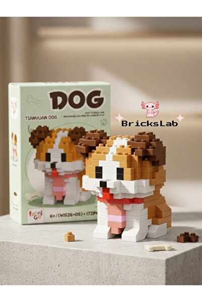 Bricks Mikro Blok Köpek Figürü Mini Yapım Seti Koleksiyonluk Dekoratif Figür 6+
