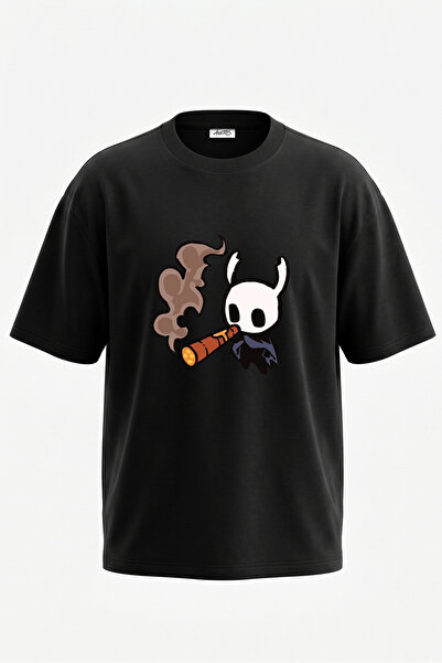 Anetos Hollow Knight dizajn cigare, pamučna crna oversize majica sa zadnjim p...