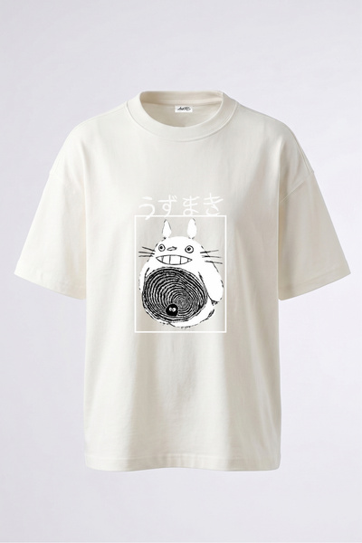 Anetos Tricou supradimensionat alb din bumbac cu imprimeu pe spate Totoro Uzu...