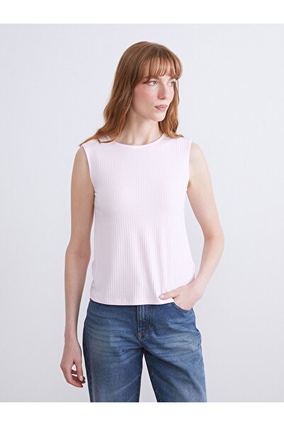 LC Waikiki Lcw Comfort Pink Crew Neck Textured Women's Undershirt