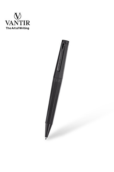 VANTIR Luxury Royal Black Ballpoint Pen – Premium Textured Geometric Design w...