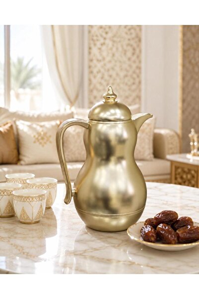 Generic Arabic Coffee Pot, Matte Gold Finish, Capacity (1 Liter), for a Digni...