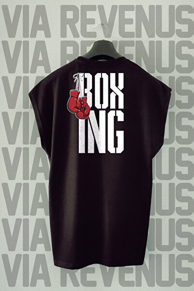 Vordevia Tricou sport cu mânecă zero cu imprimeu pe spate de box