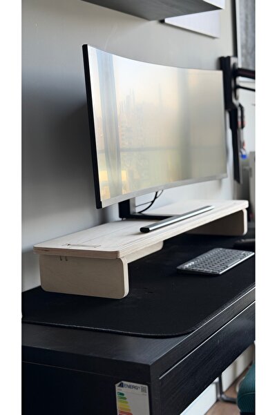 Vivonest Ergonomik Ahşap Monitör Standı Masa Yükseltici Kontrplak Masa Düzenl...