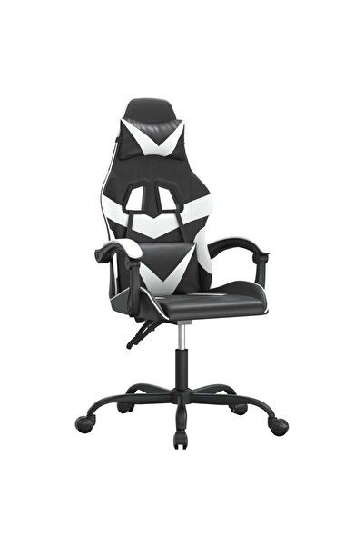 vidaxl Scaun de jocuri, negru și alb, piele ecologică