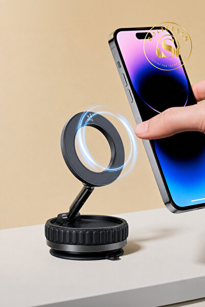 Solistech 360 Derece Dönen Ayarlana Bilen Araç İçi Vakumlu Magsafe Araç Tutucu Mıknatıslı