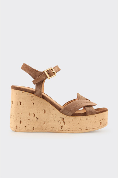 Elle Shoes Kahve Deri Kadın Sandalet