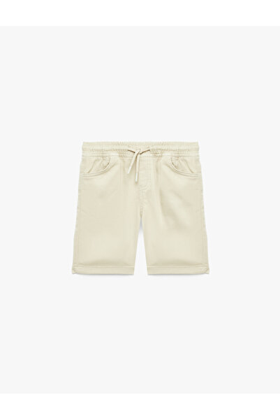 Koton Beli Lace-Up Elastic Slim Fit Denim Shorts