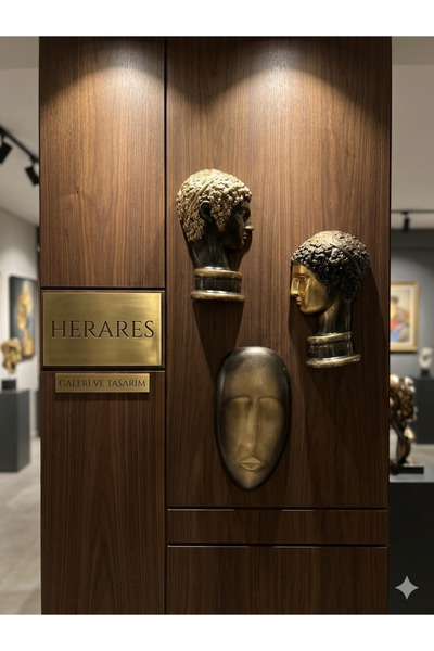HERARES Dekoratif Duvar Süsü 3’lü Set | Taş Tozu Her mes ve Soyut Büst & Mask...
