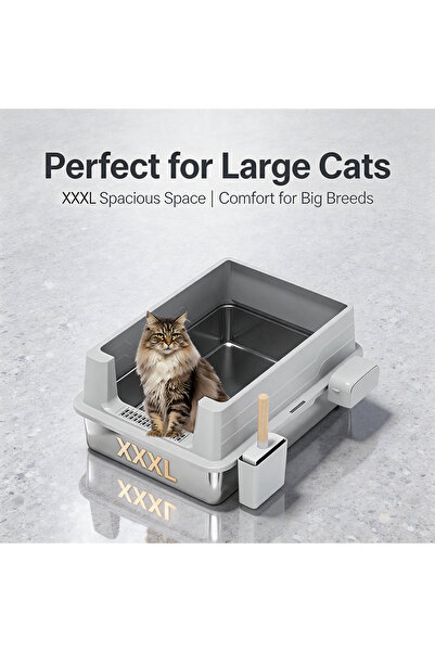 cat litter box-Ella صندوق فضلات القطط من الفولاذ المقاوم للصدأ، سهل التنظيف، ...