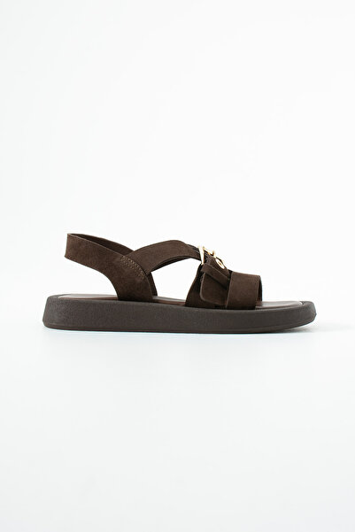 Siena Shoes Дамски сандали Veyron от естествена кожа със златна катарама и ле...
