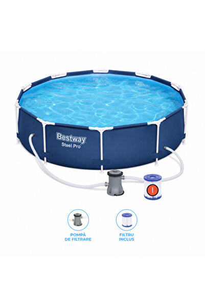 BESTWAY Piscină Steel Pro 305x76 cm cu cadru metalic, pompă filtrare și filtr...