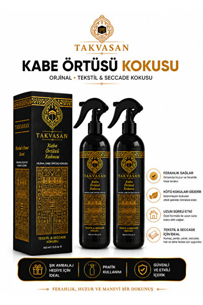 Takvasan Kabe Örtüsü Kokusu 400 ml 2 Adet Alkolsüz Oda ve Ortam Kokusu Hediyelik