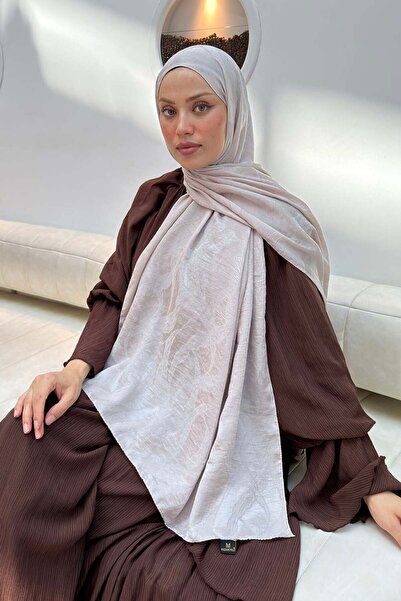 lamelif Ağaçdalı Desen Ayrobin Floş Jacquard Shawl in Mink Color