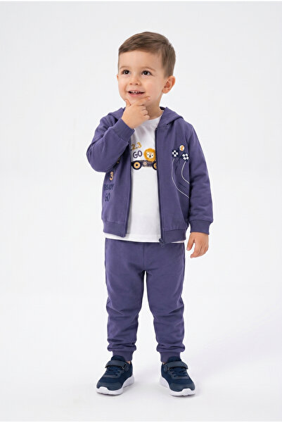 Toontoy Boys' 3-Piece Tracksuit Set Long Sleeve Crew Neck Embroidered T-Shirt...