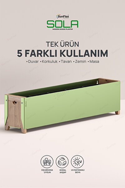 SUNFLEX Sola 80 cm Duvar Çiçekliği Metal ve Ahşap