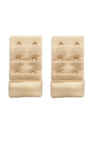 Mudanis 2 Pieces Agraf Bra Extension Hook 3 Rows / 2 Hooks Skin Color