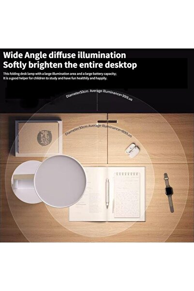 Generic Foldable LED Desk Lamp Rechargeable Eye Care Adjustable Brightness wi...
