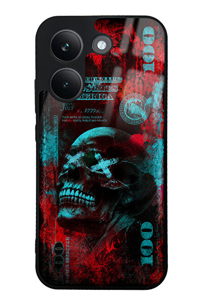 Spoyi Xiaomi Poco X8 Pro Red Neon Skull Chaos Tasarımlı Glossy Telefon Kılıfı