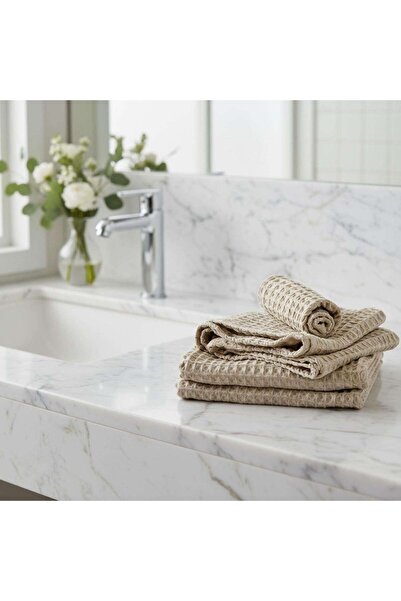 PAN HOME Feather Soft Waffle 3-piece Bath Towel Set - Beige