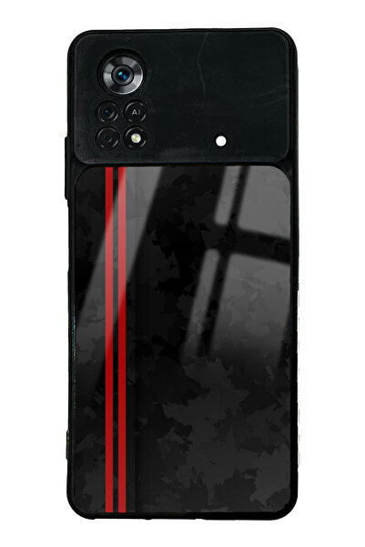 Spoyi Xiaomi Poco X4 Pro Kızıl Akım Tasarımlı Glossy Telefon Kılıfı