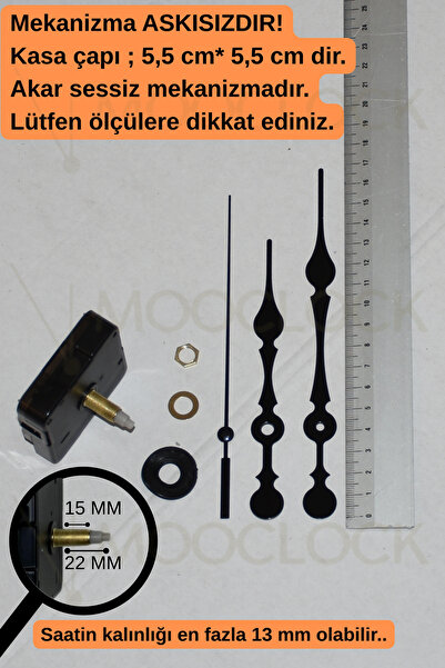 MOOCLOCK Saat Makinesi, Akar Sessiz Duvar Saati Mekanizması, 22 MM şaft, Akre...