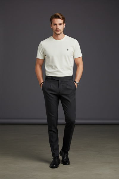 Piyera Men's Ottoman Fabric Crew Neck Ecru T-Shirt - 185