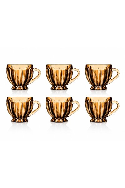 Delisoga Set 6 pahare din sticlă Delisoga, 205 ml, Ambră, Design Vintage