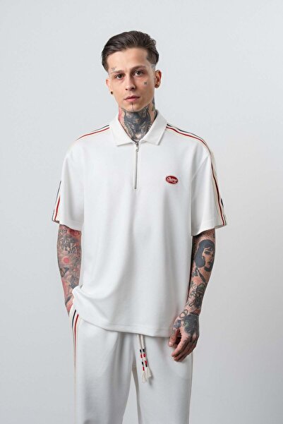 Respire Erkek Champ Şerit Detaylı Regular Fit T-Shirt Ekru