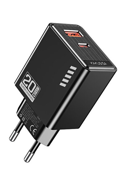 KAKUSİGA φορτιστής τοίχου KSC-1239, USB & USB-C, 20W, μαύρος