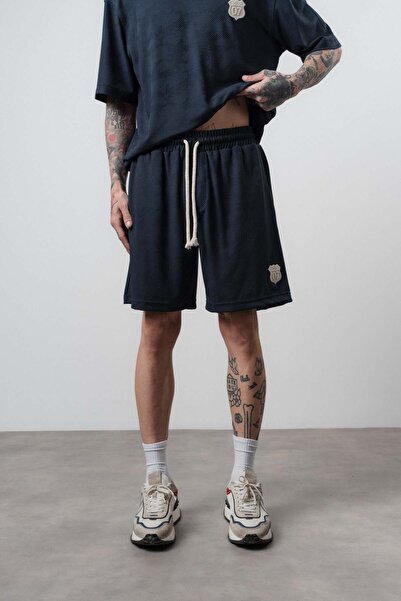 Respire Men's Route 07 Arma Detailed Shorts Navy Blue