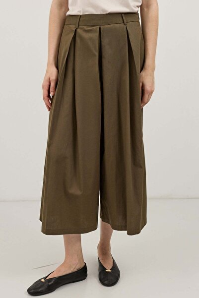 Antioch Khaki Pleated Culotte Trousers