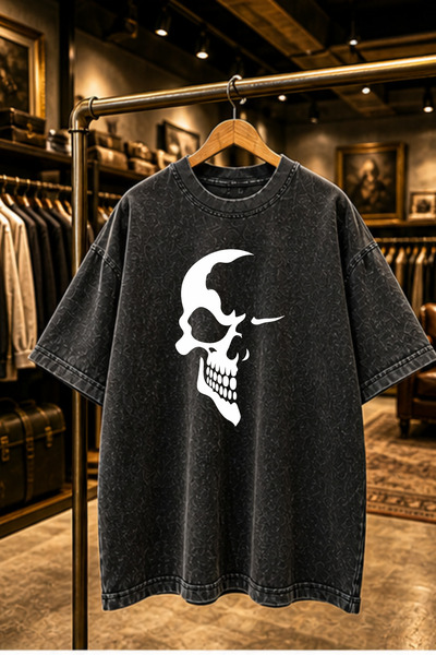 valeriae Πλενόμενο μπλουζάκι Oversize Unisex, Πλυμένο Vintage Street Style, Μ...