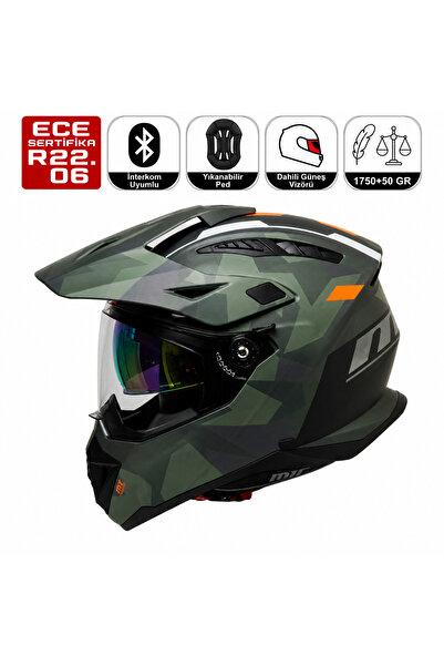 ebakbak Motosiklet Cross Kask Enduro Full Face Touring Güneş Vizörlü Motorcu ...