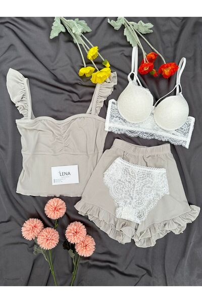 Lena Homewears Γυναικείο Σετ Πιτζάμες Καλοκαιρινό με Εσώρουχα και Σορτς Milas