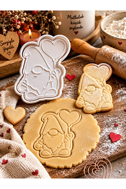 Onflow Cute Elf Cookie Mold with Heart Balloons and Sugar Dough Sculptor