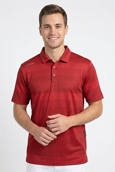 ping Men Sportswear Fit Short Sleeve Golf Polo Shirt, Red