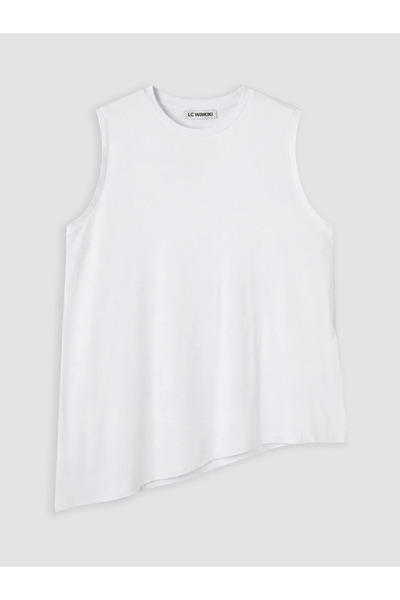 LC Waikiki White Plus Size Asymmetrical Cut Women's Tank Top