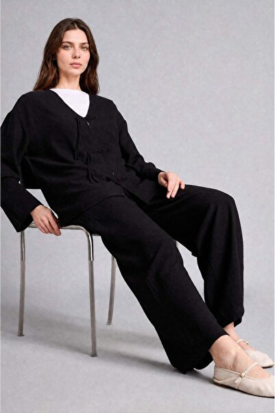 DeFacto Wide Leg Wrinkled Textured Fabric Brown Trousers E7978Ax26Sm