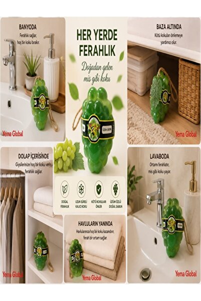 YEMA GLOBAL Dekoratif Kokulu Sabun 3'lü Set - Gardırop, Mutfak ve Banyo İçin ...